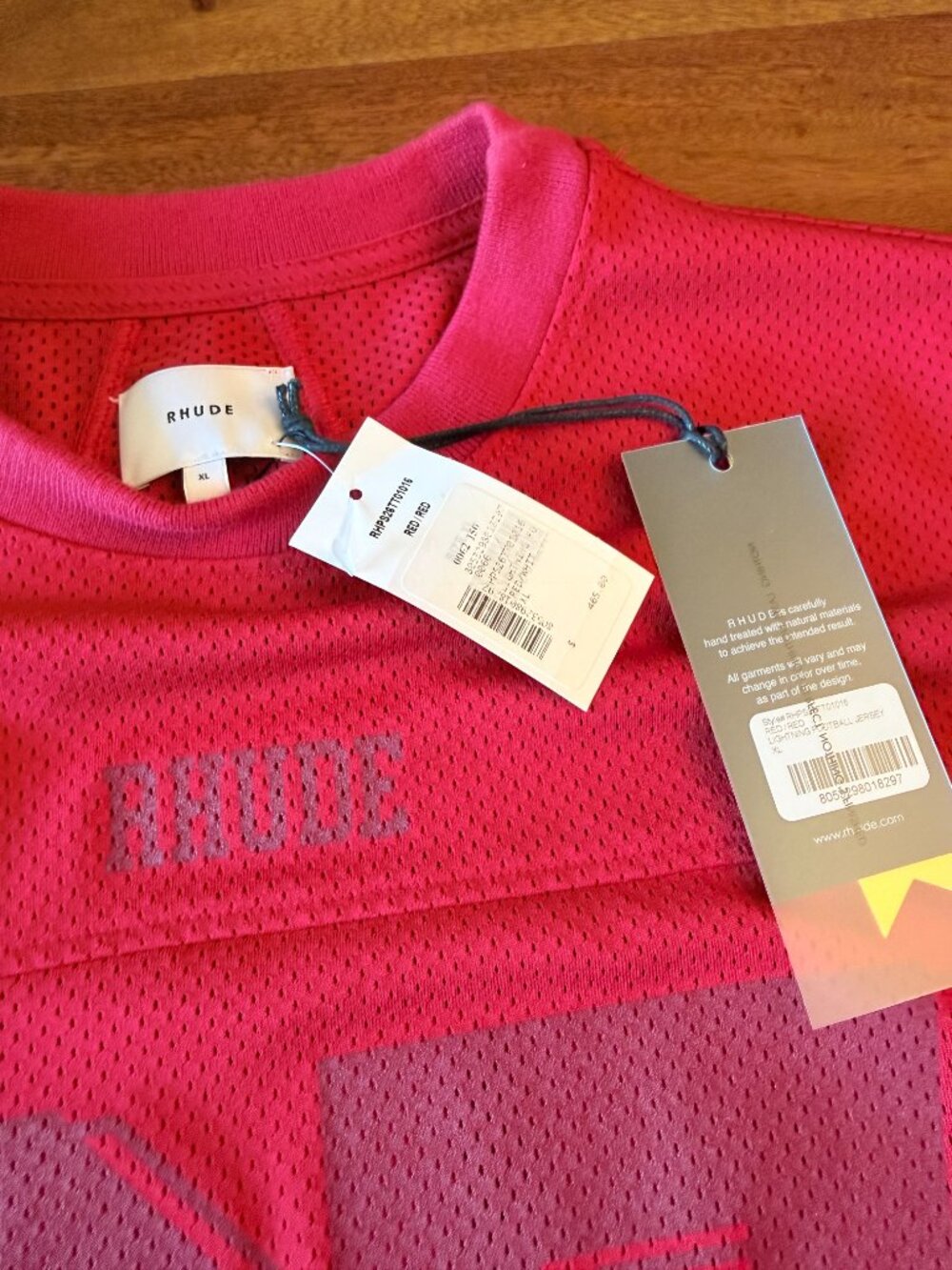 RHUDE Red Football Jersey - Size XL - Red NWT - Picture 6 of 8